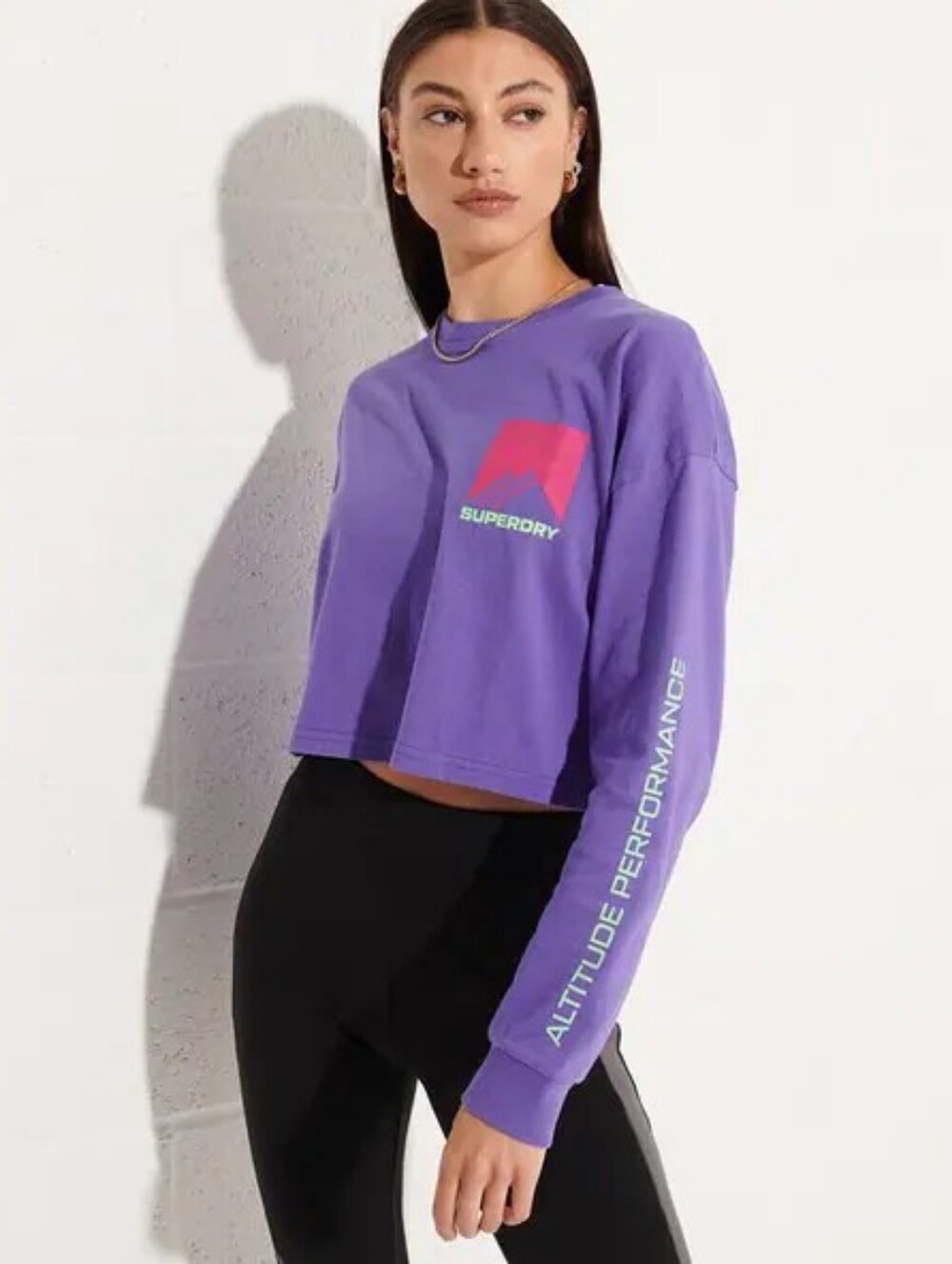 Superdry Altitude Performance Long Sleeve Crop Crew Neck Shirt